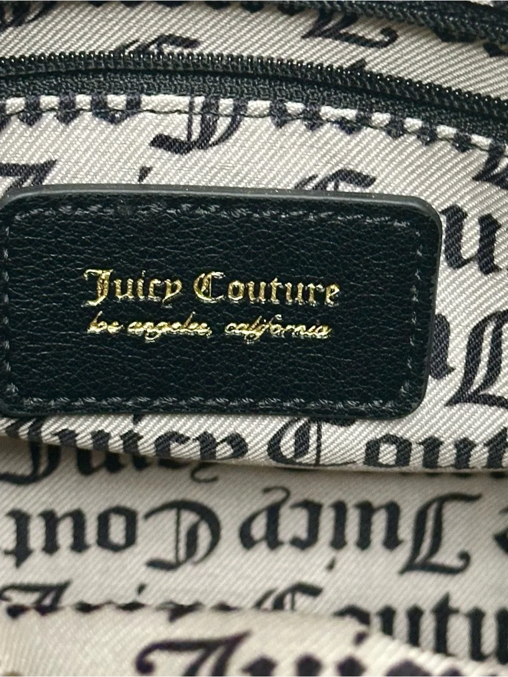Juicy Couture Let's Get Cozy Black Faux Fur Satchel Purse Heart Logo No Flaws